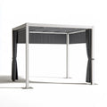 Outdoor 10 ft x 10 ft x 7.5 ft White Aluminum Pergola Gazebo with Gray Polyester Curtains