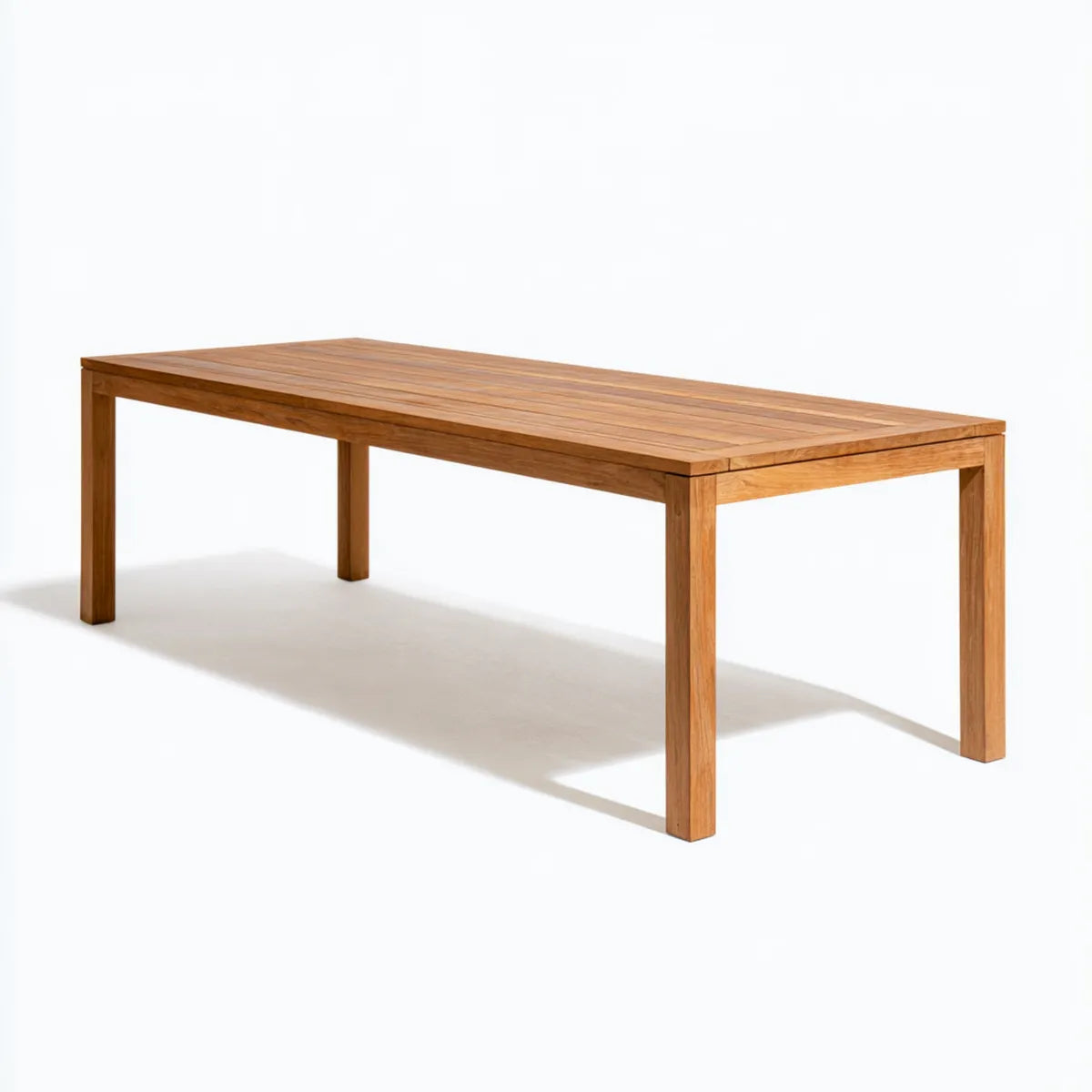 Outdoor Solid Teak Wood Dining Table, Natural Brown, 220 x 100 x 75 cm