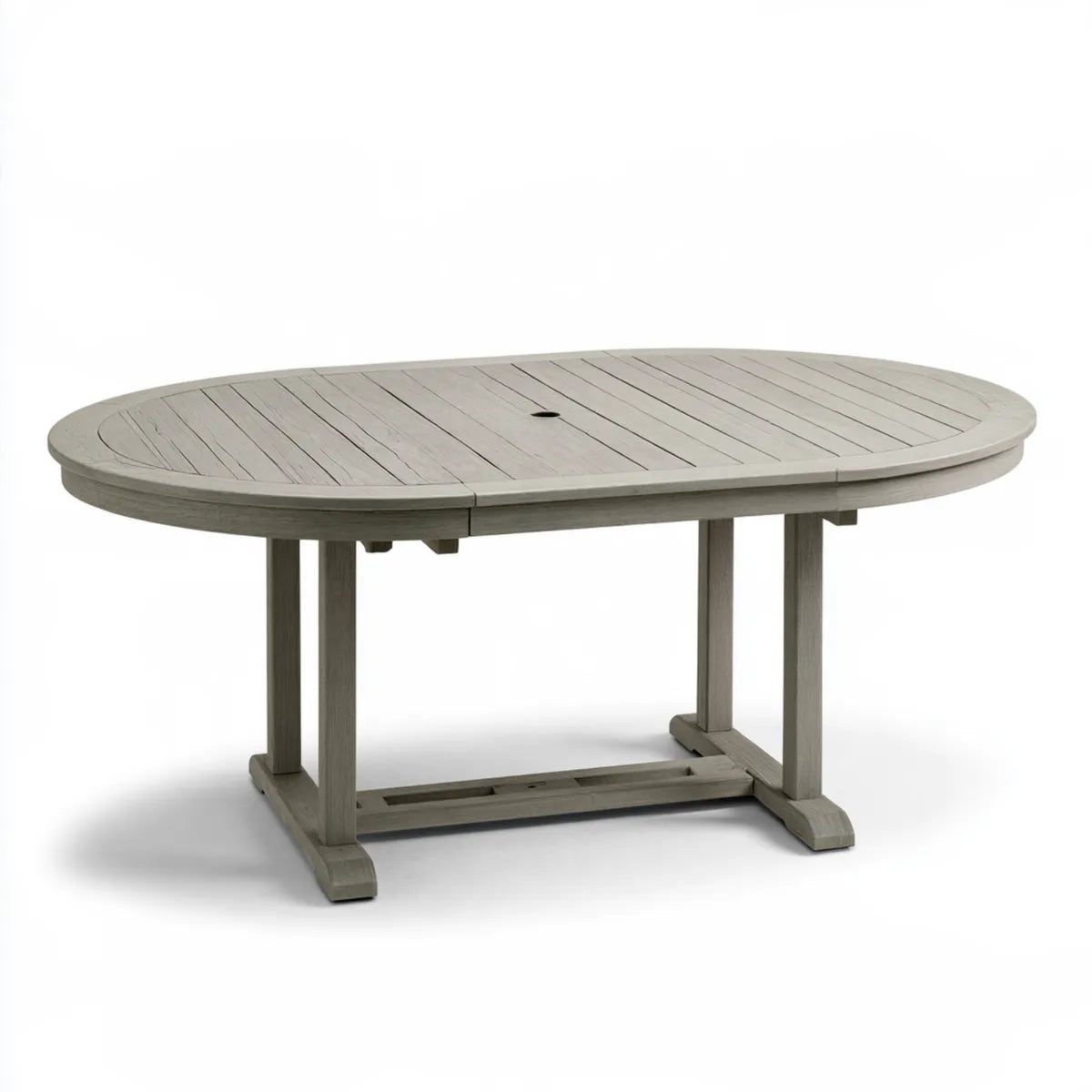 72 x 40 x 29 in Gray Plastic Oval Extendable Outdoor Dining Table