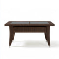 Outdoor Patio Dining Table, 47.2 x 27.6 x 29.1 in, Brown PE Rattan, Rectangular Glass Top