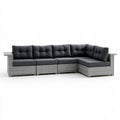 4-Piece Outdoor Patio Sectional Sofa Set, Gray PE Rattan with Black Cushions, L-Shaped, 108 x 55 x 30 in